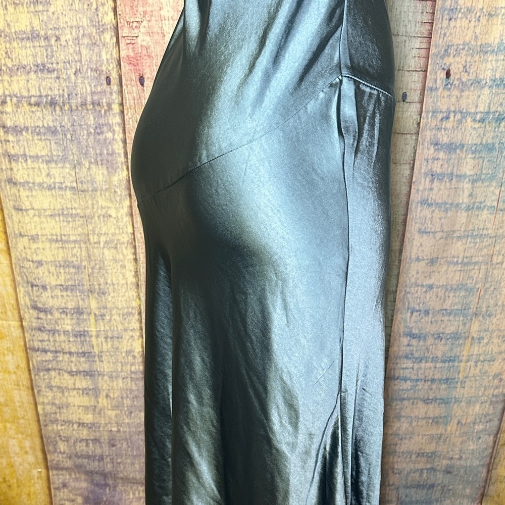 Satin One & Only Blue Women Tupe Top Sweetheart Slit Dress Size M Strapless Gown - Picture 9 of 11